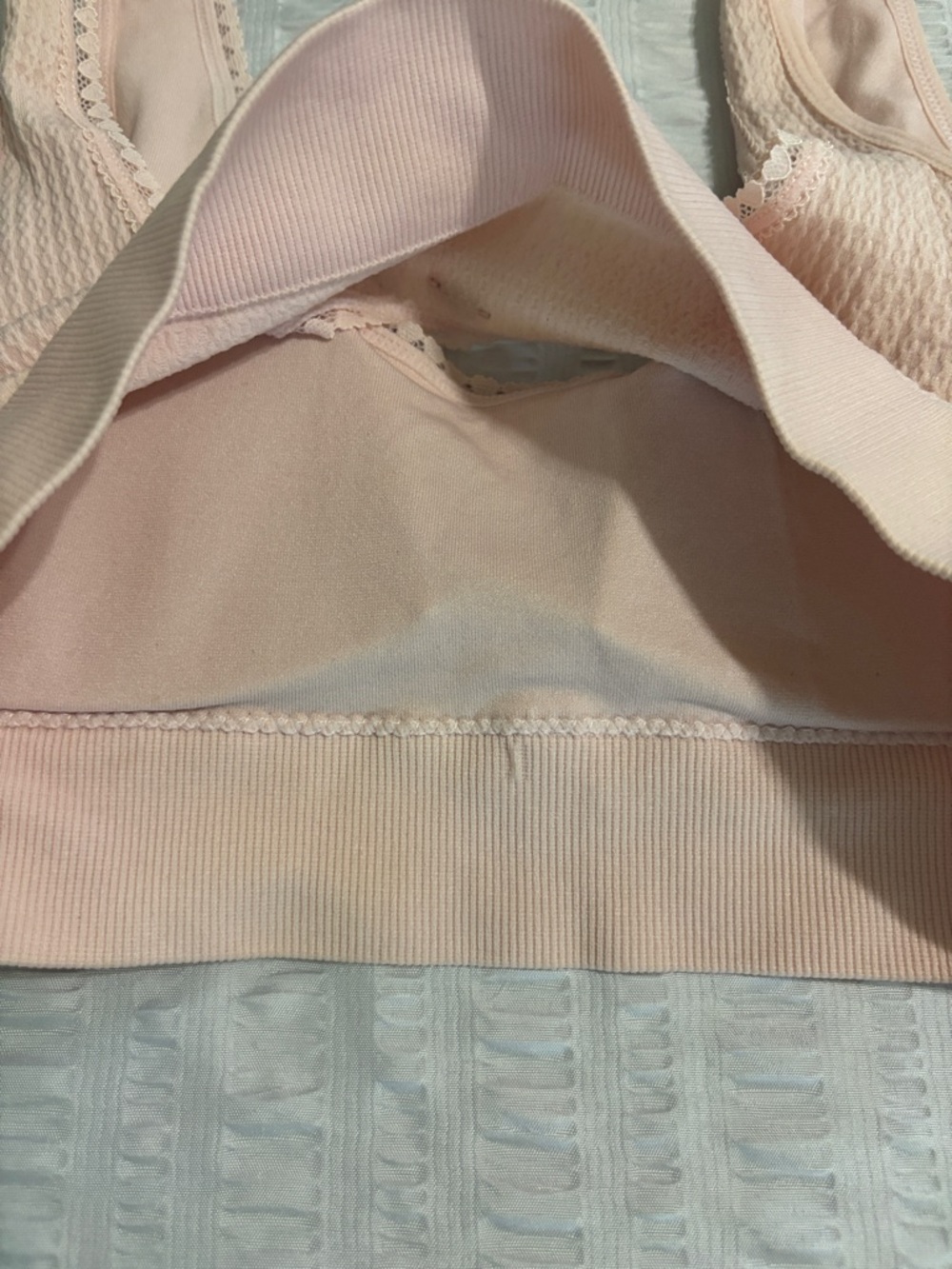 Jessica Simpson Sz S Ribbed PaddedBralettes in Blush and Black w heart lacing - Picture 7 of 10